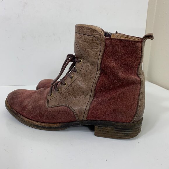 Naya Agave Boots in Wine Red and Brown Suede Leather Size 8 - Picture 4 of 7